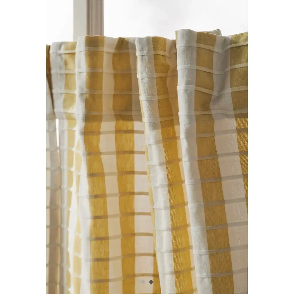 Anthropologie Cotton Woven Stripe Café Curtains, Set of 2, Yellow